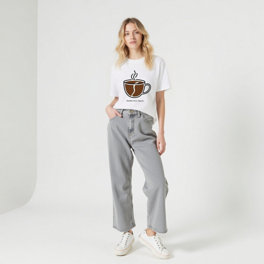 Unisex Staple T-Shirt | Breathe. Brew. Repeat. Coffee Cup Design - Image 8