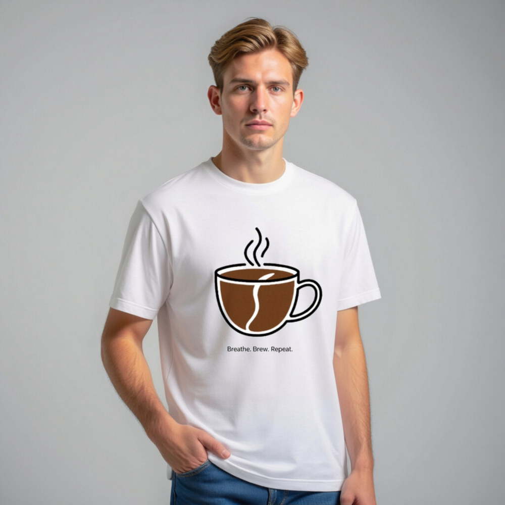 Unisex Staple T-Shirt | Breathe. Brew. Repeat. Coffee Cup Design - Image 9