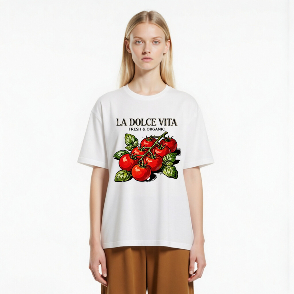 La Dolce Vita Fresh & Organic Tomatoes Unisex T-Shirt - Classic Fit - Image 2