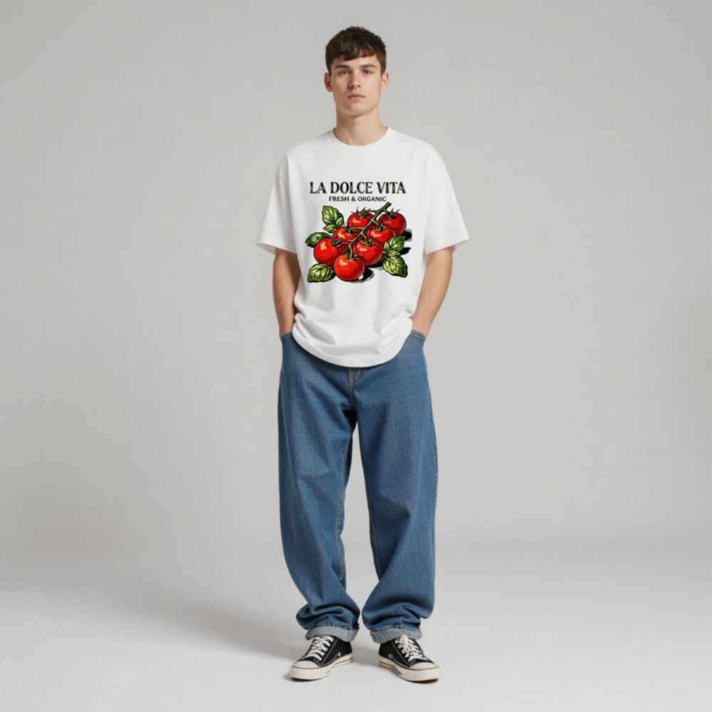 La Dolce Vita Fresh & Organic Tomatoes Unisex T-Shirt - Classic Fit - Image 3