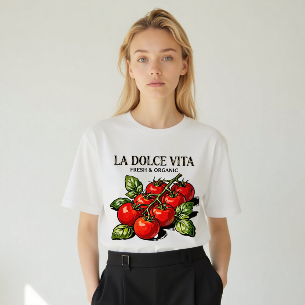 La Dolce Vita Fresh & Organic Tomatoes Unisex T-Shirt - Classic Fit - Image 5