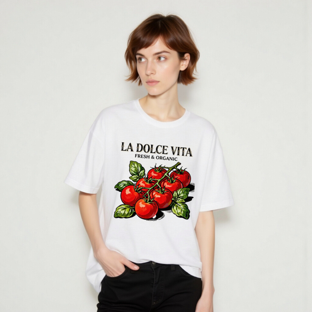 La Dolce Vita Fresh & Organic Tomatoes Unisex T-Shirt - Classic Fit - Image 7