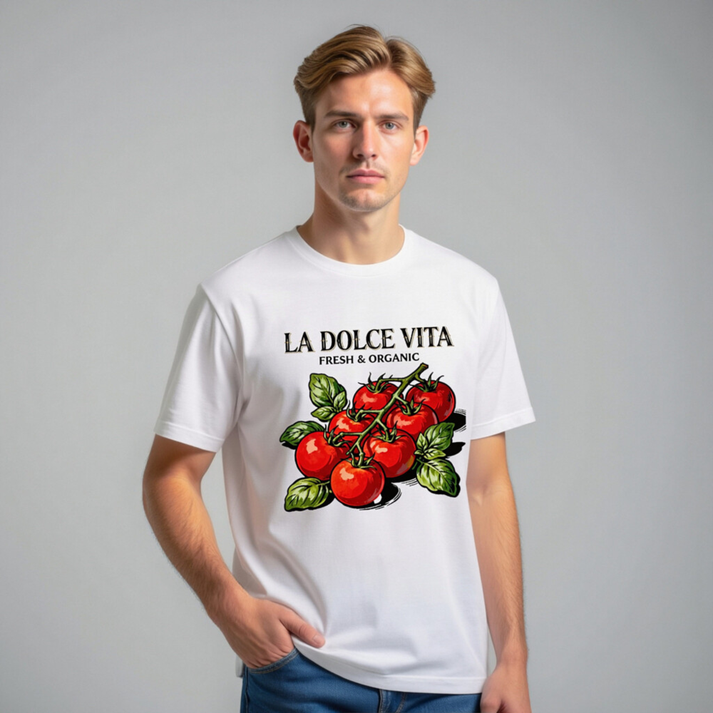 La Dolce Vita Fresh & Organic Tomatoes Unisex T-Shirt - Classic Fit - Image 9
