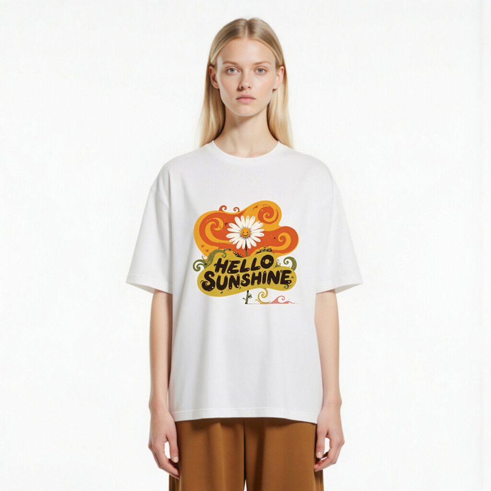 Unisex Staple T-Shirt - Hello Sunshine Flower Graphic Tee, Comfort Fit - Image 2