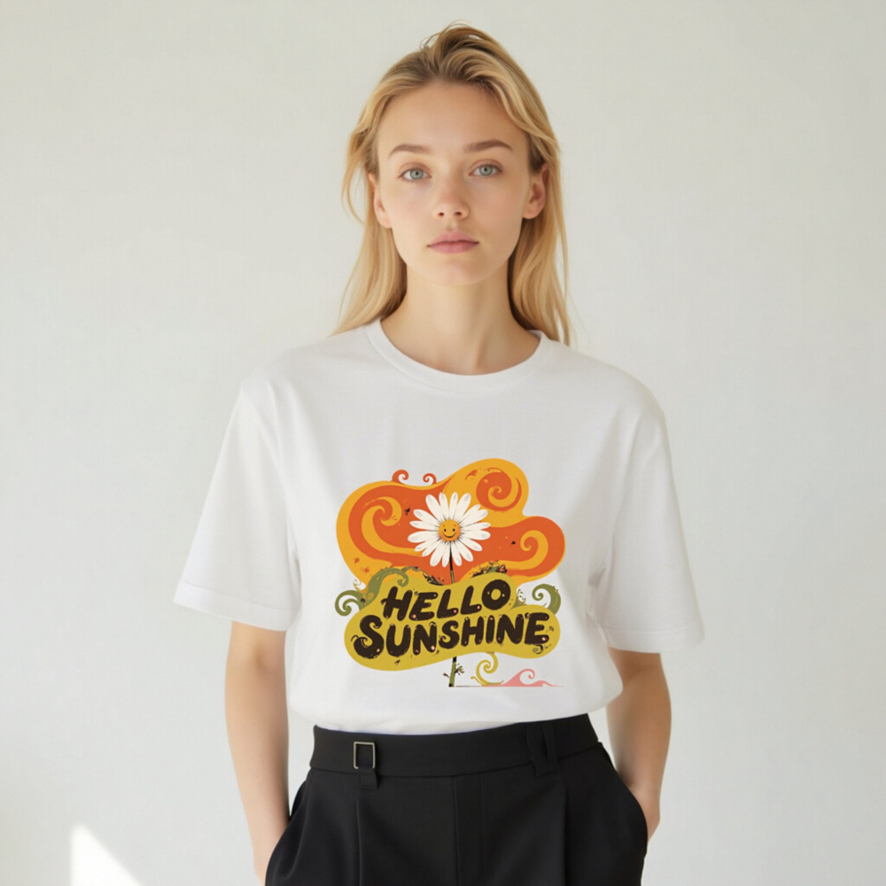 Unisex Staple T-Shirt - Hello Sunshine Flower Graphic Tee, Comfort Fit - Image 5