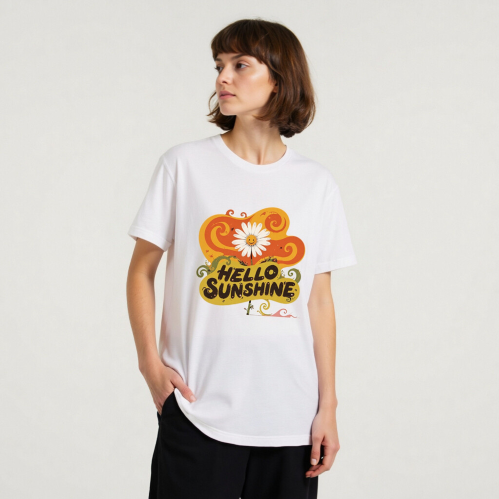 Unisex Staple T-Shirt - Hello Sunshine Flower Graphic Tee, Comfort Fit - Image 6