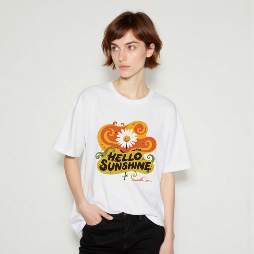 Unisex Staple T-Shirt - Hello Sunshine Flower Graphic Tee, Comfort Fit - Image 7