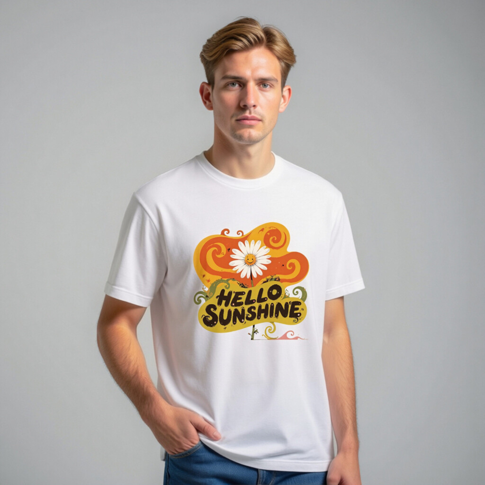 Unisex Staple T-Shirt - Hello Sunshine Flower Graphic Tee, Comfort Fit - Image 9