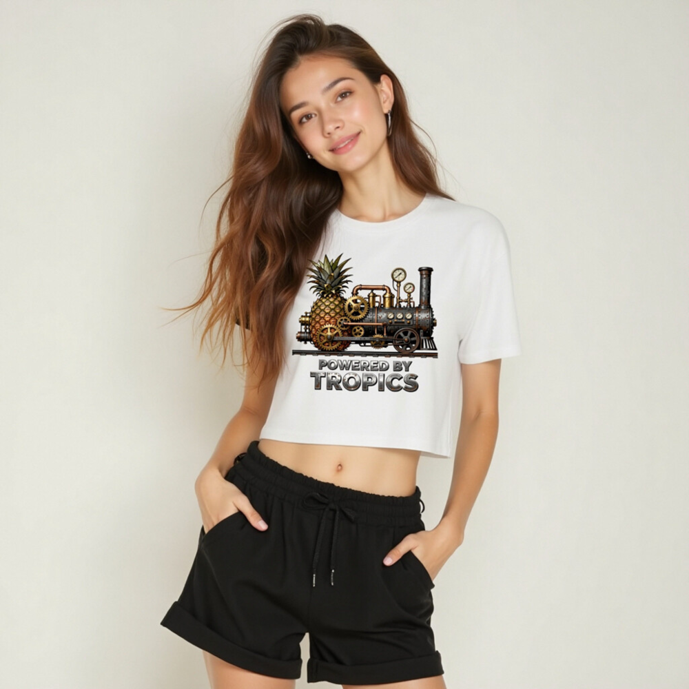 Women's Crop Top - Steampunk Pineapple Train, Powered by Tropics - Image 5