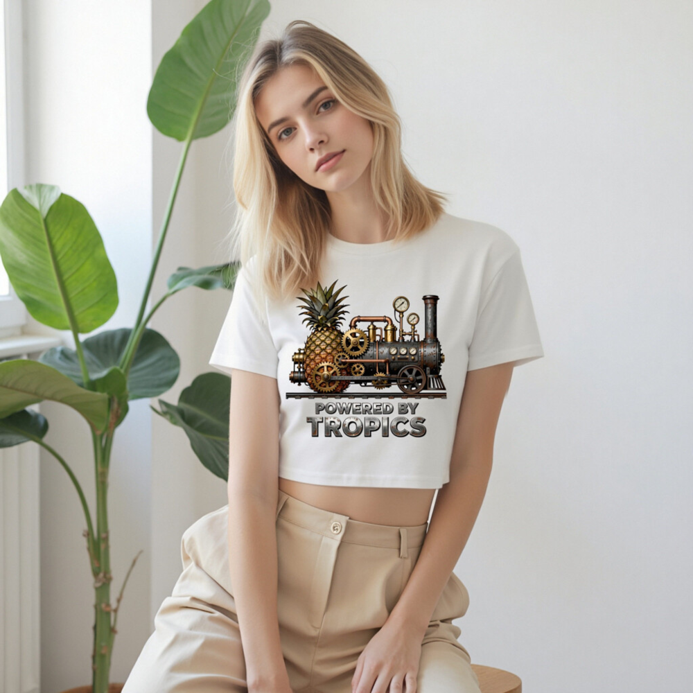 Women's Crop Top - Steampunk Pineapple Train, Powered by Tropics - Image 8