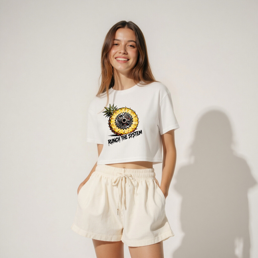 Women's Crop Top - Pineapple Gear Design, Runch the System - Image 3