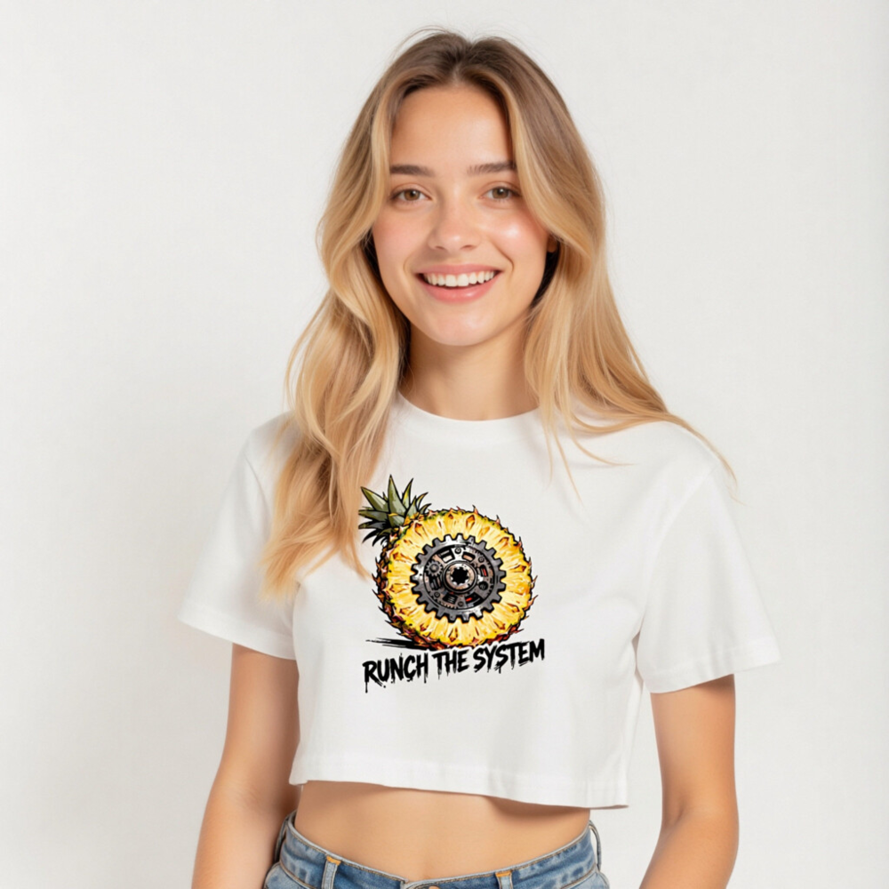 Women's Crop Top - Pineapple Gear Design, Runch the System - Image 4