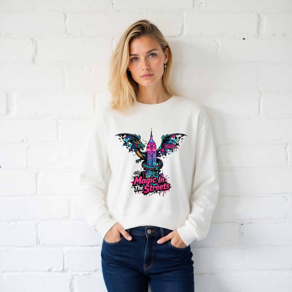Magic In The Streets Dragon Long Sleeve Tee - Unisex Graphic Sweatshirt - Image 2