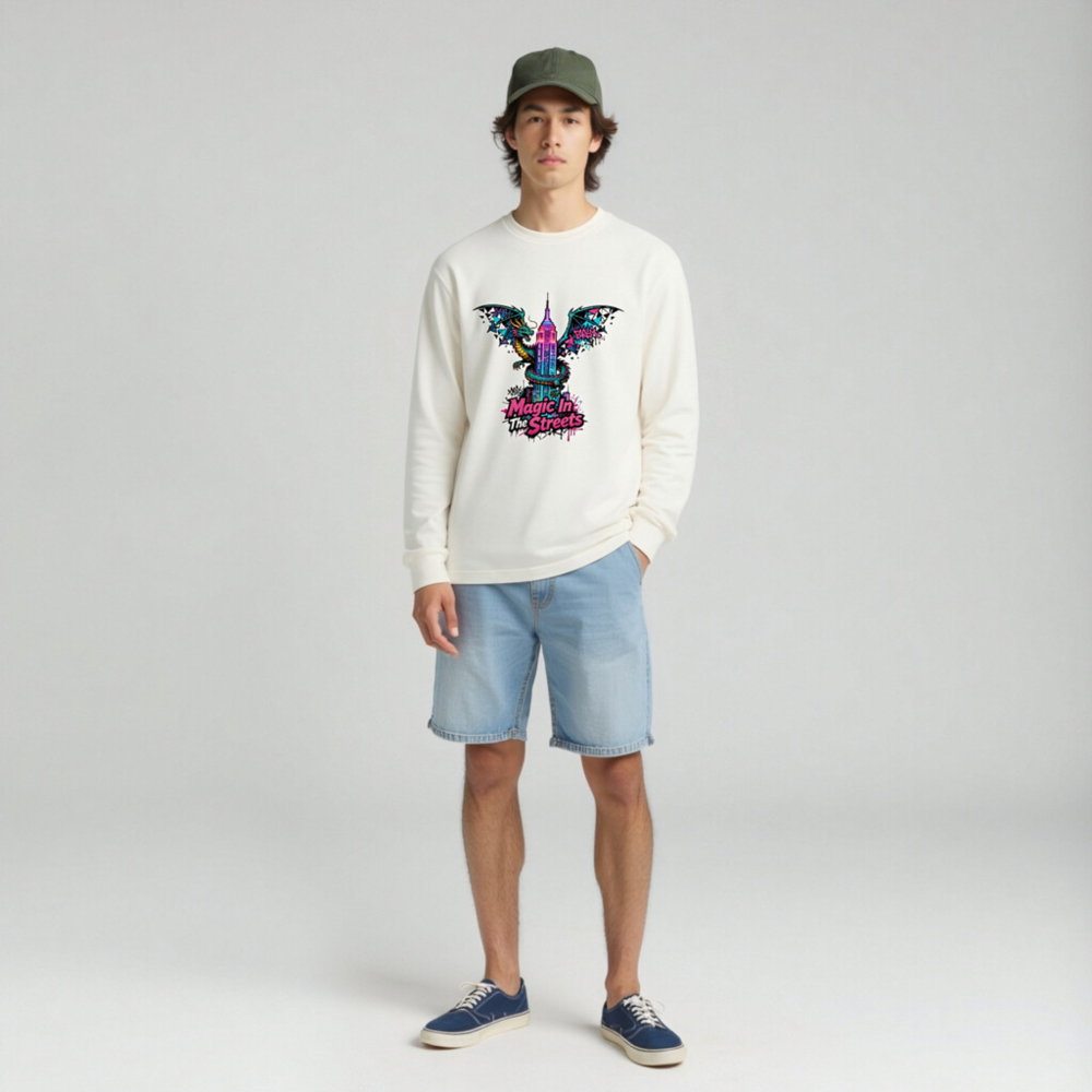Magic In The Streets Dragon Long Sleeve Tee - Unisex Graphic Sweatshirt - Image 3