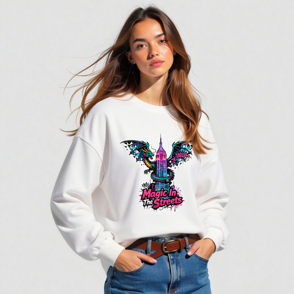 Magic In The Streets Dragon Long Sleeve Tee - Unisex Graphic Sweatshirt - Image 4