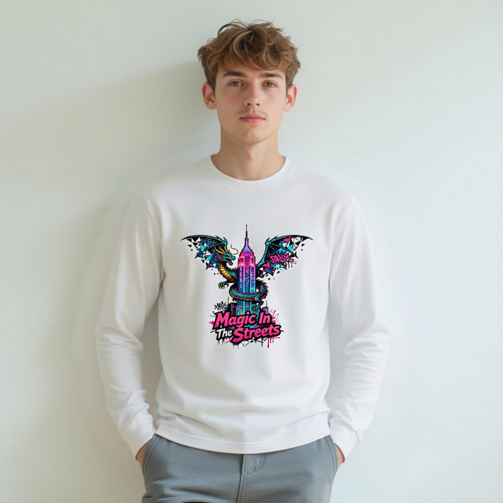 Magic In The Streets Dragon Long Sleeve Tee - Unisex Graphic Sweatshirt - Image 5
