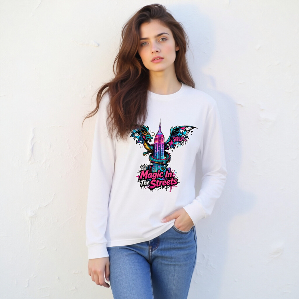 Magic In The Streets Dragon Long Sleeve Tee - Unisex Graphic Sweatshirt - Image 6