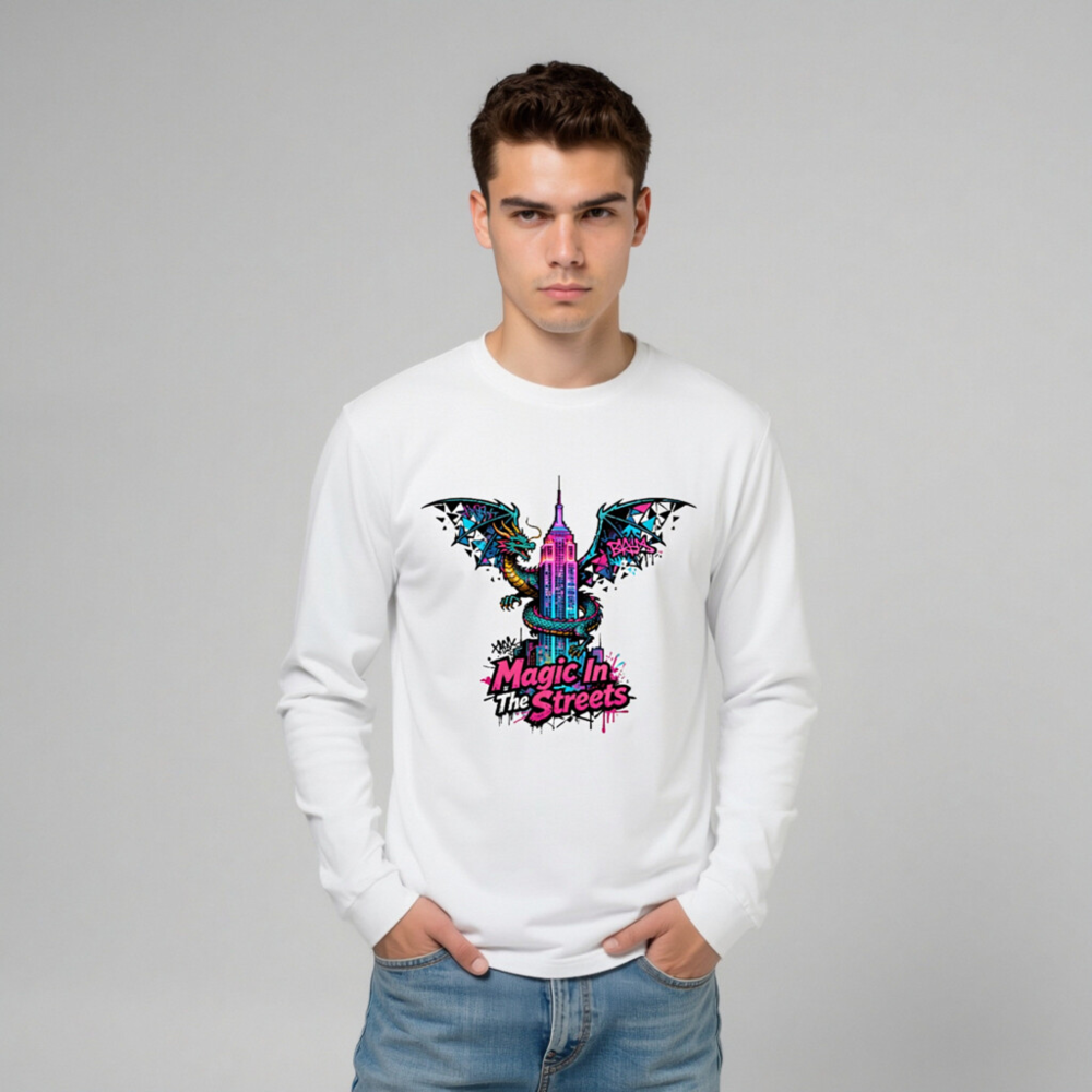 Magic In The Streets Dragon Long Sleeve Tee - Unisex Graphic Sweatshirt - Image 8