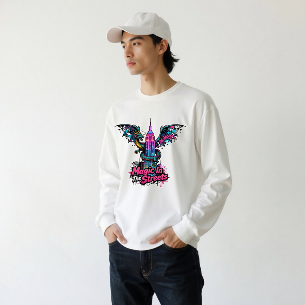 Magic In The Streets Dragon Long Sleeve Tee - Unisex Graphic Sweatshirt - Image 9