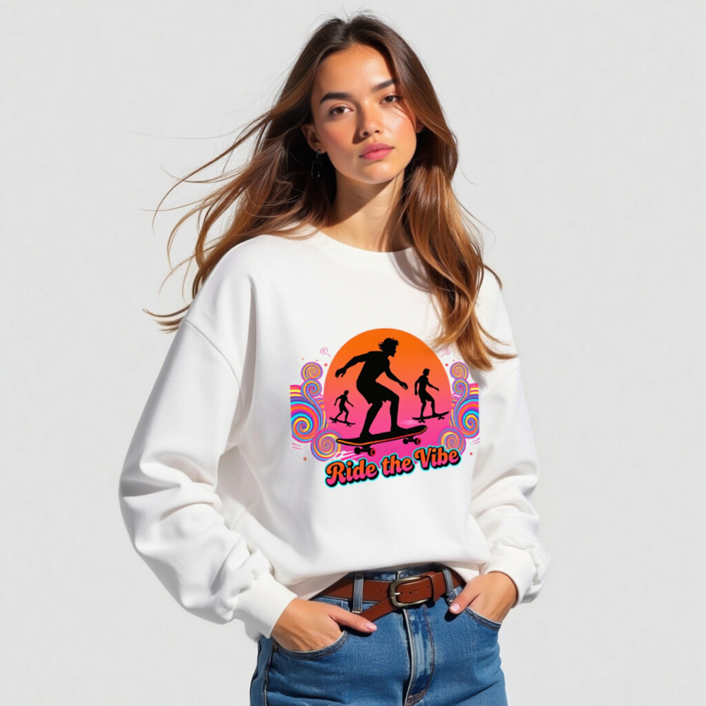 Ride the Vibe Long Sleeve Tee - Unisex Skateboard Graphic T-Shirt - Image 4