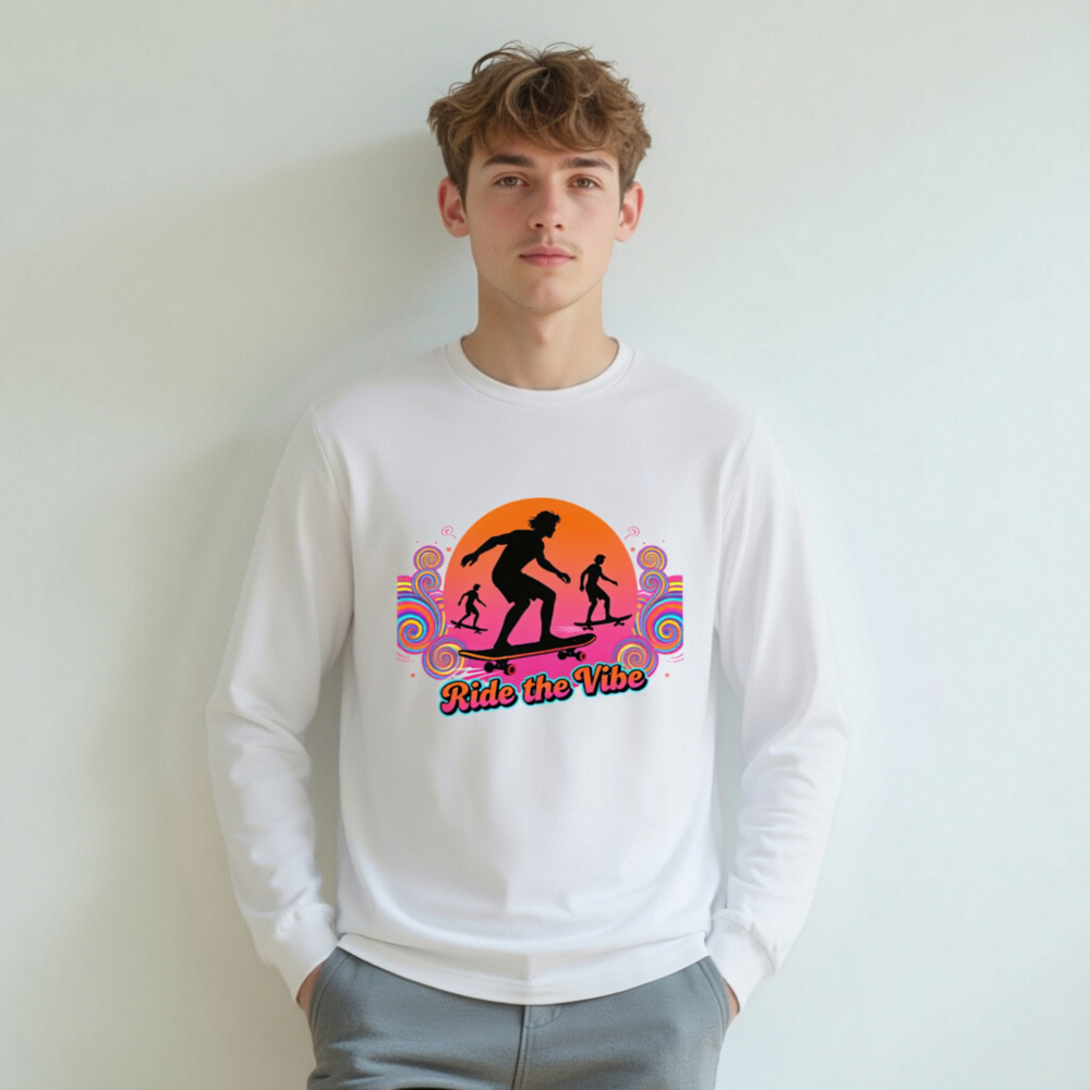 Ride the Vibe Long Sleeve Tee - Unisex Skateboard Graphic T-Shirt - Image 5
