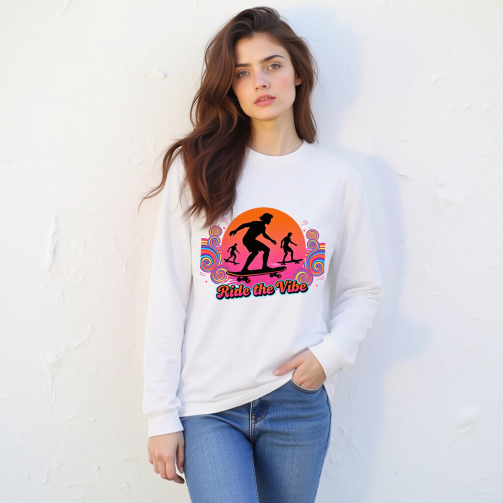 Ride the Vibe Long Sleeve Tee - Unisex Skateboard Graphic T-Shirt - Image 6