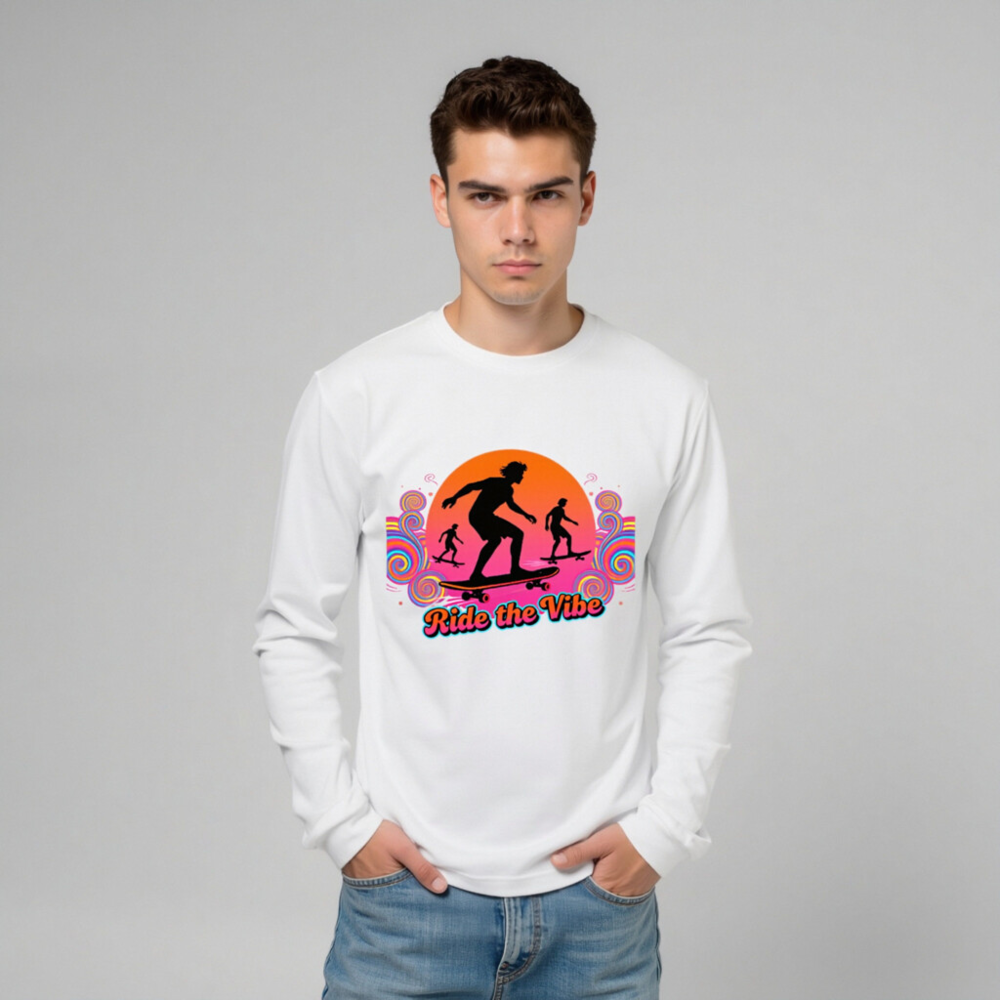 Ride the Vibe Long Sleeve Tee - Unisex Skateboard Graphic T-Shirt - Image 8