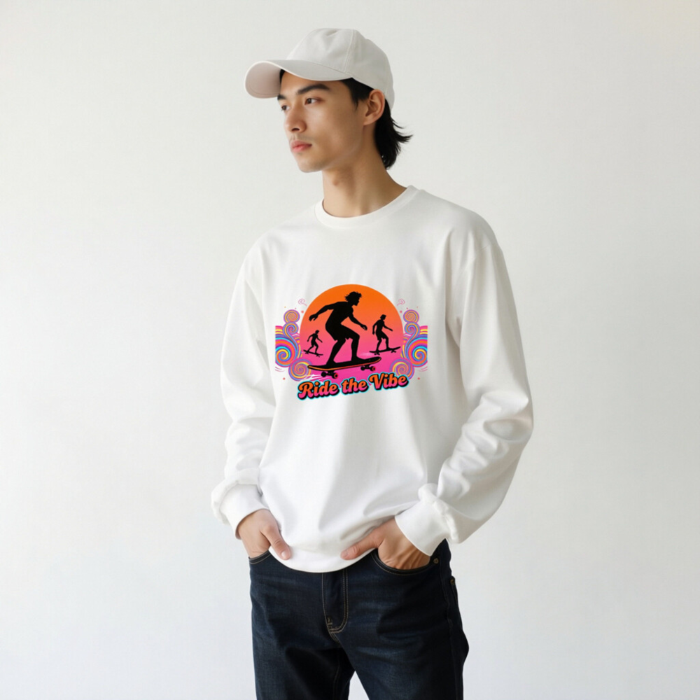 Ride the Vibe Long Sleeve Tee - Unisex Skateboard Graphic T-Shirt - Image 9
