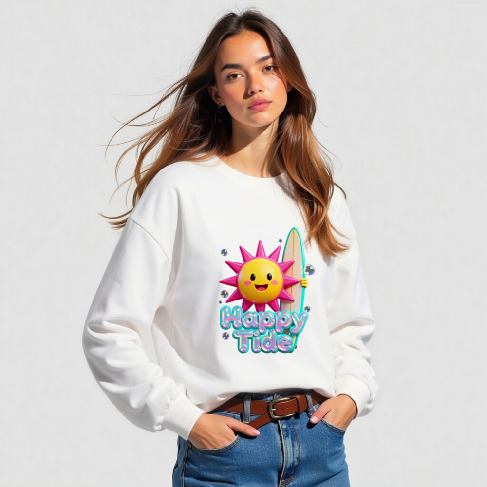 Happy Tide Sun Surf Long Sleeve Tee - Unisex Beach Graphic Shirt - Image 4