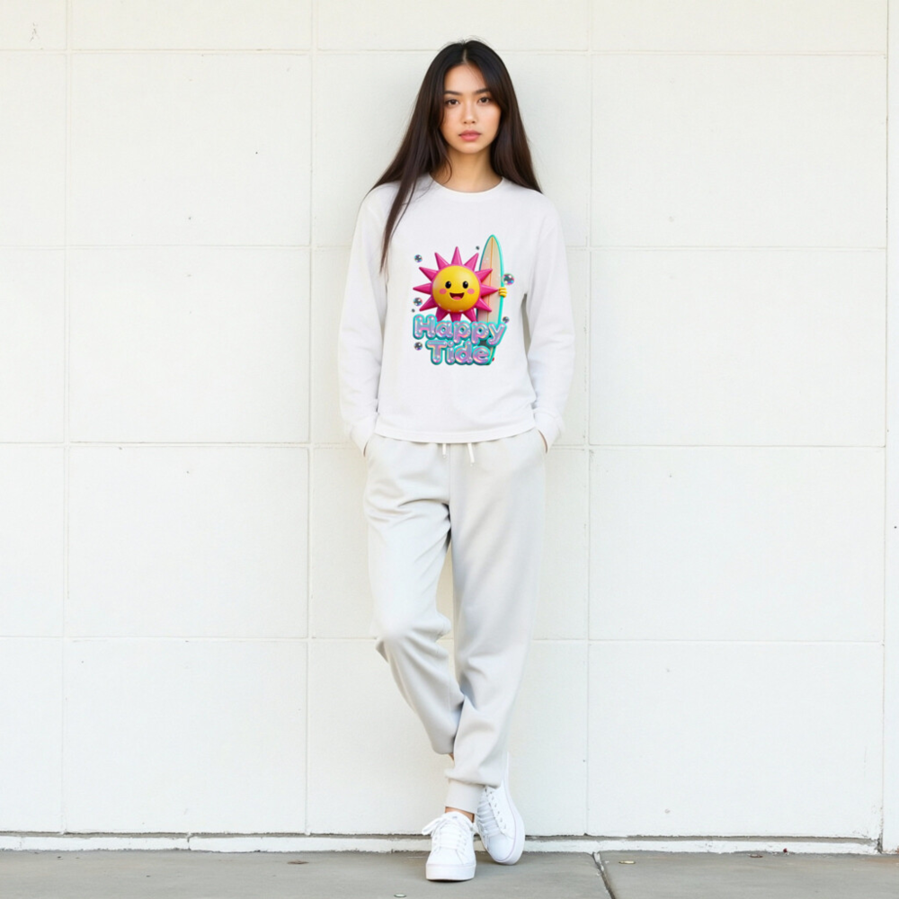Happy Tide Sun Surf Long Sleeve Tee - Unisex Beach Graphic Shirt - Image 7