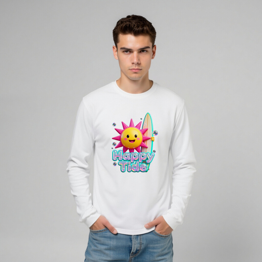 Happy Tide Sun Surf Long Sleeve Tee - Unisex Beach Graphic Shirt - Image 8