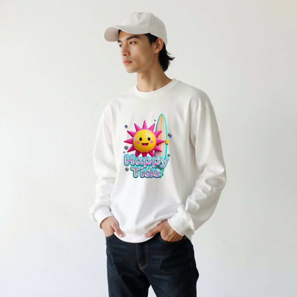 Happy Tide Sun Surf Long Sleeve Tee - Unisex Beach Graphic Shirt - Image 9