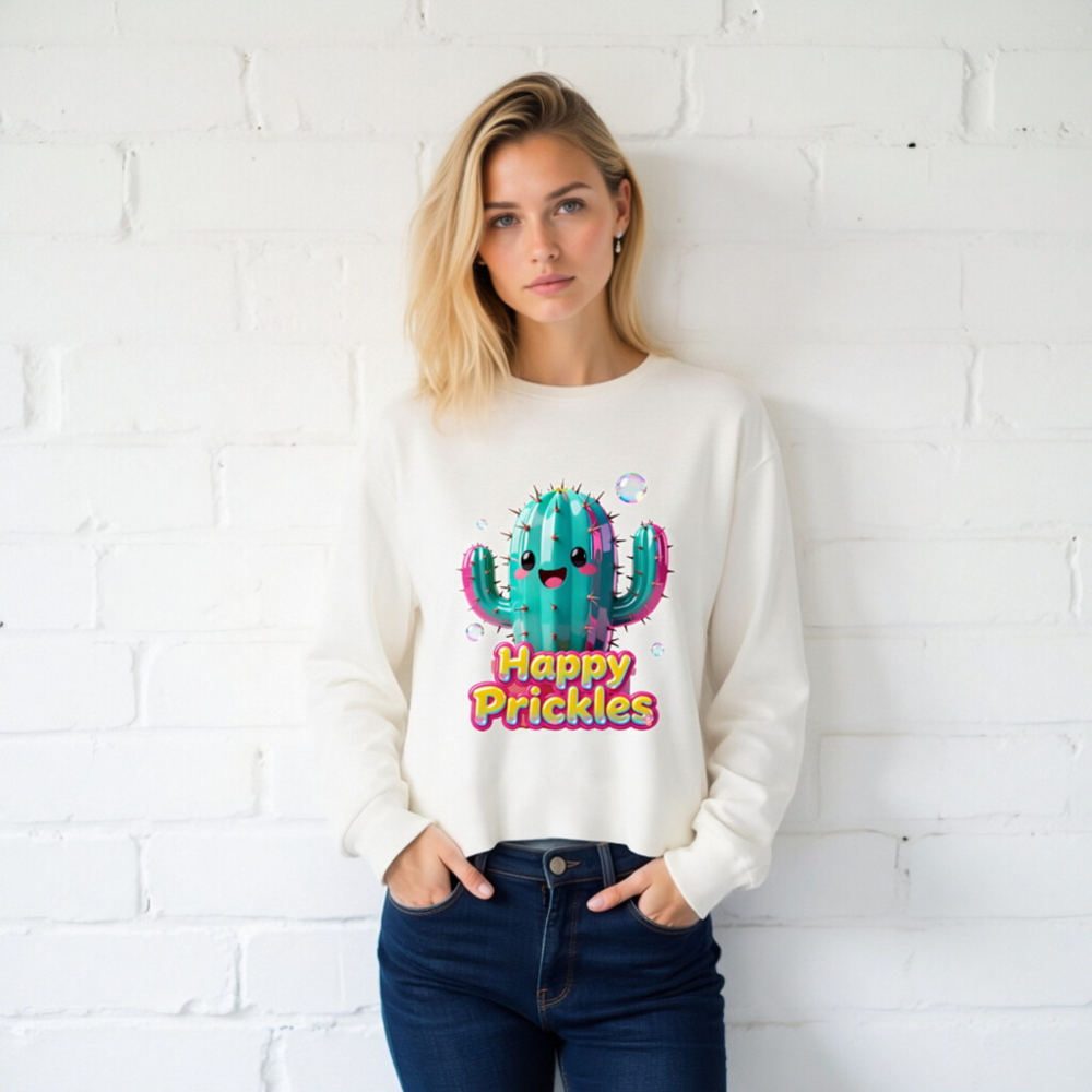 Happy Prickles Cactus Long Sleeve Tee - Unisex, Cute & Colorful - Image 2