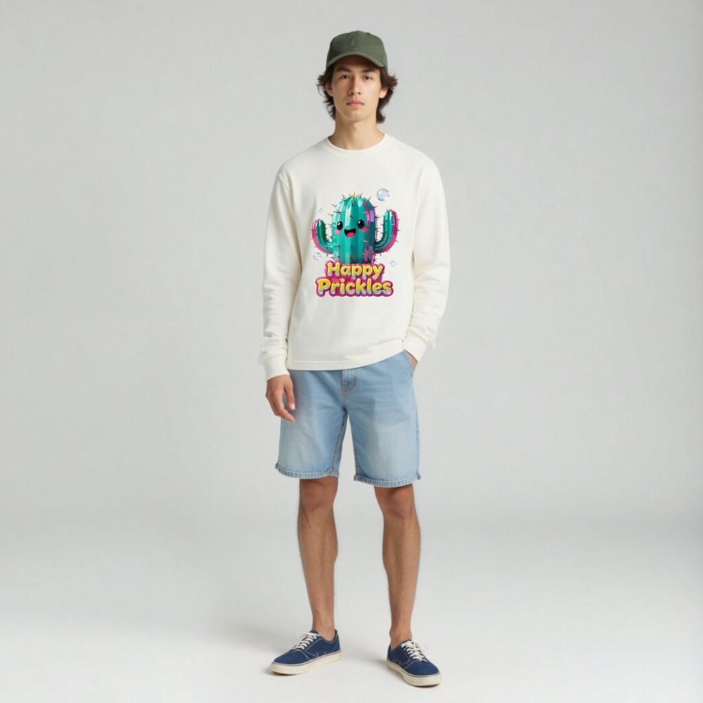Happy Prickles Cactus Long Sleeve Tee - Unisex, Cute & Colorful - Image 3