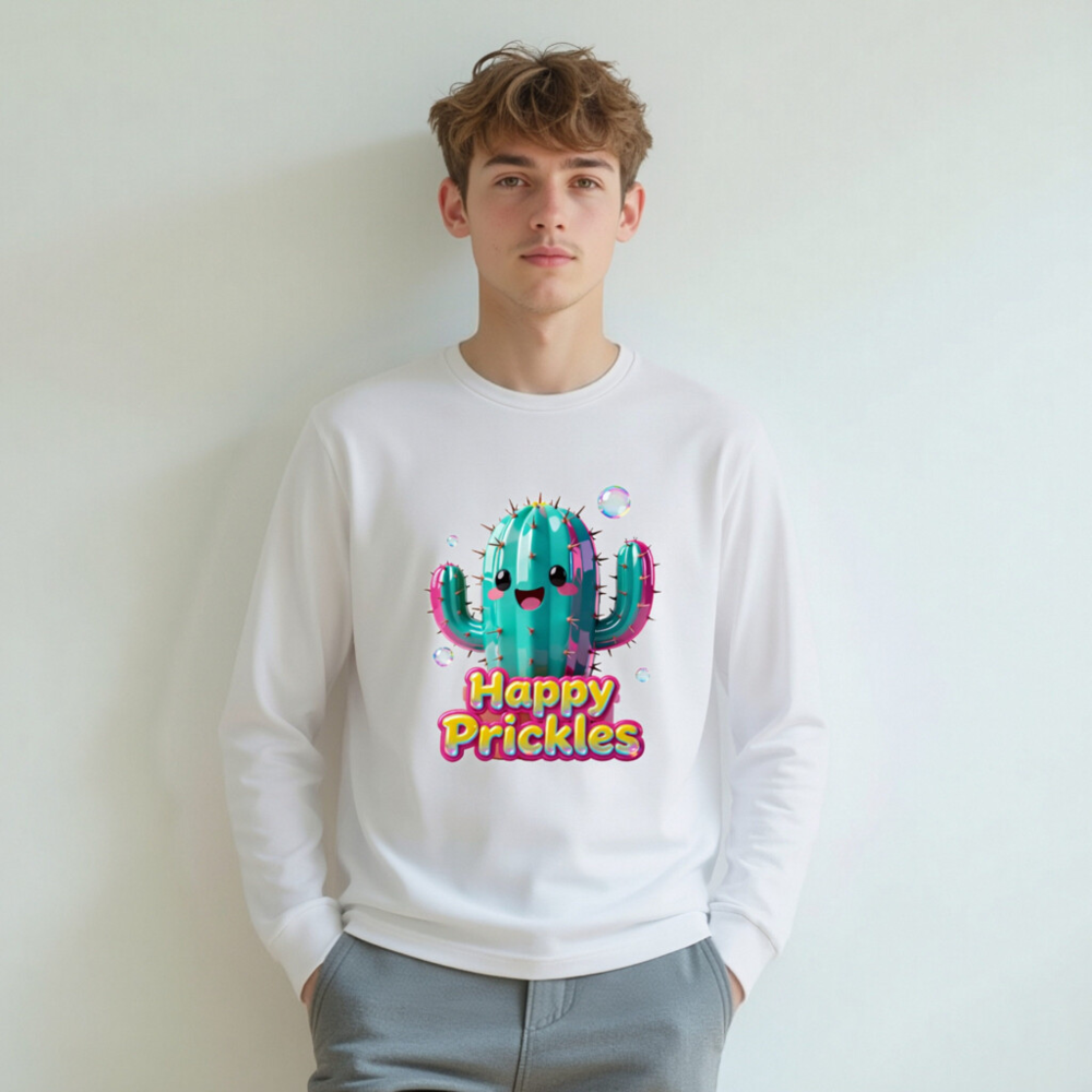 Happy Prickles Cactus Long Sleeve Tee - Unisex, Cute & Colorful - Image 5