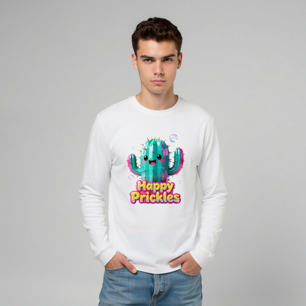 Happy Prickles Cactus Long Sleeve Tee - Unisex, Cute & Colorful - Image 8