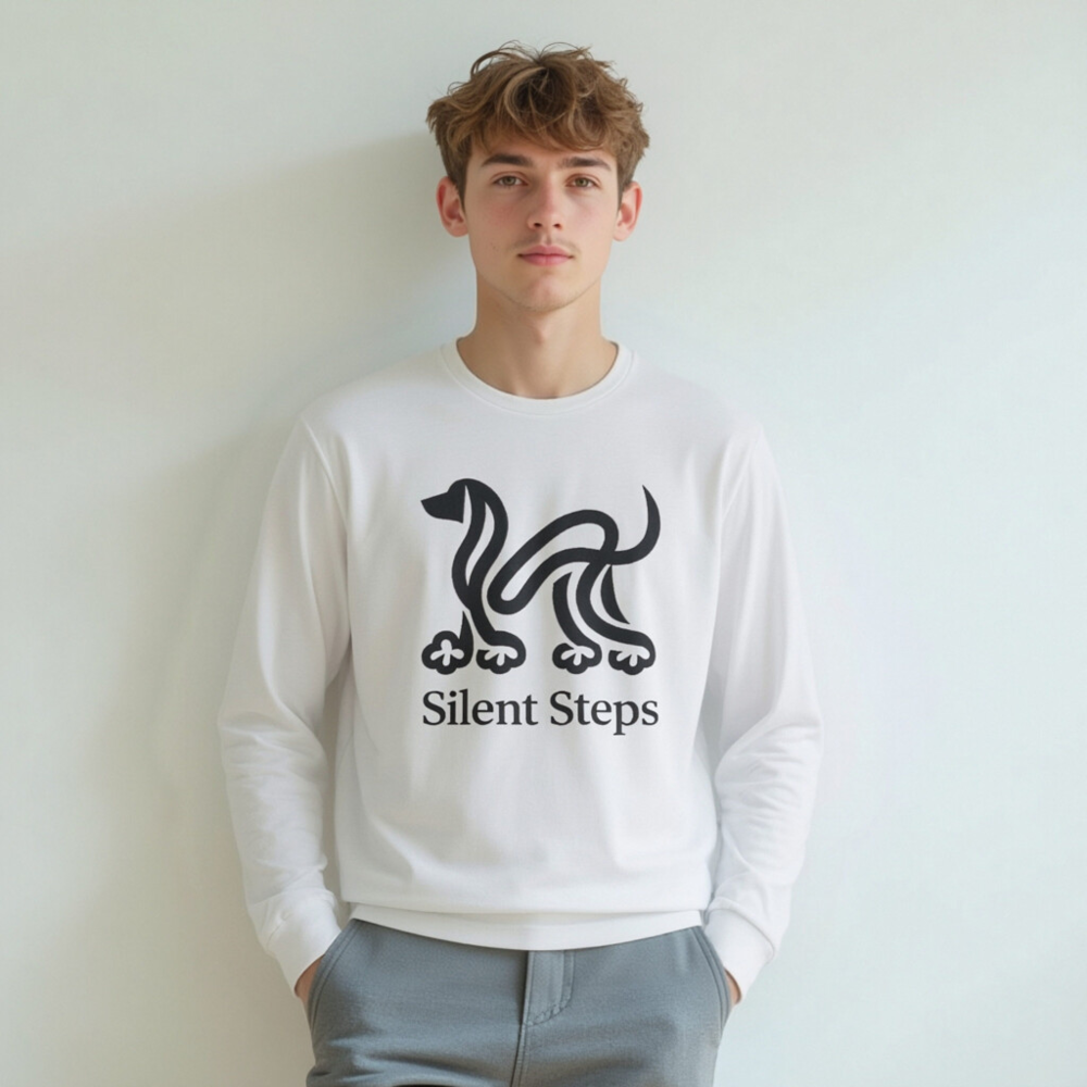 Silent Steps Unisex Long Sleeve Tee - Black Dog Graphic, Comfort Fit - Image 5