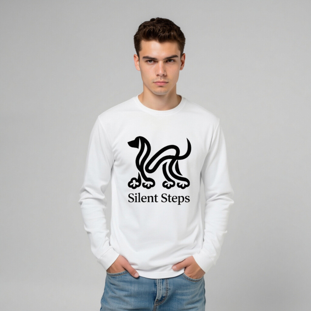 Silent Steps Unisex Long Sleeve Tee - Black Dog Graphic, Comfort Fit - Image 8