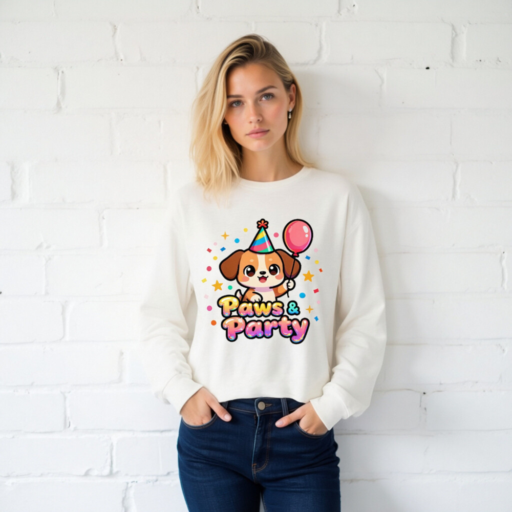 Paws & Party Dog Birthday Long Sleeve Tee - Unisex, Colorful Pet Fun - Image 2