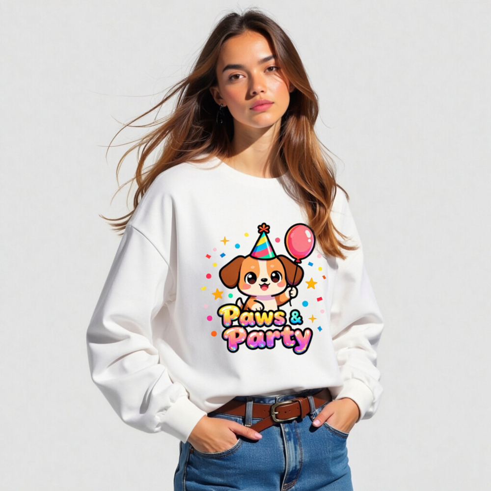 Paws & Party Dog Birthday Long Sleeve Tee - Unisex, Colorful Pet Fun - Image 4