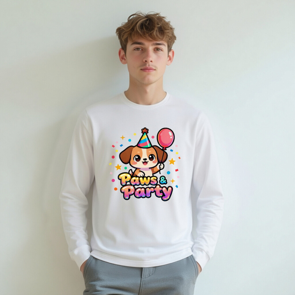 Paws & Party Dog Birthday Long Sleeve Tee - Unisex, Colorful Pet Fun - Image 5