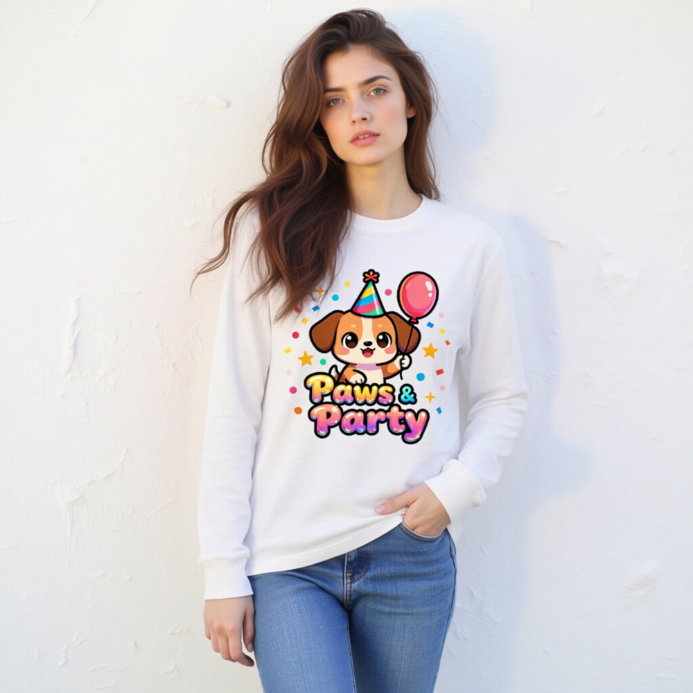 Paws & Party Dog Birthday Long Sleeve Tee - Unisex, Colorful Pet Fun - Image 6