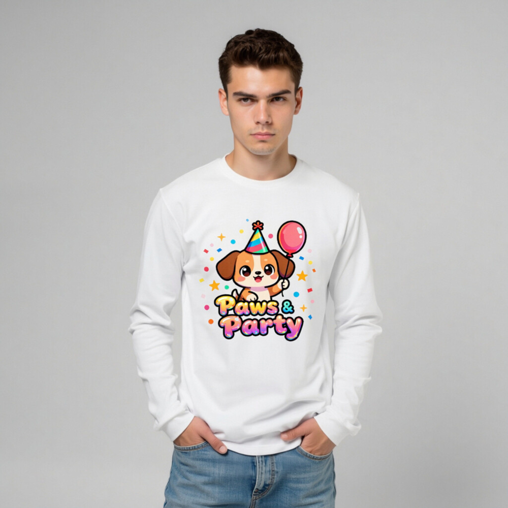 Paws & Party Dog Birthday Long Sleeve Tee - Unisex, Colorful Pet Fun - Image 8