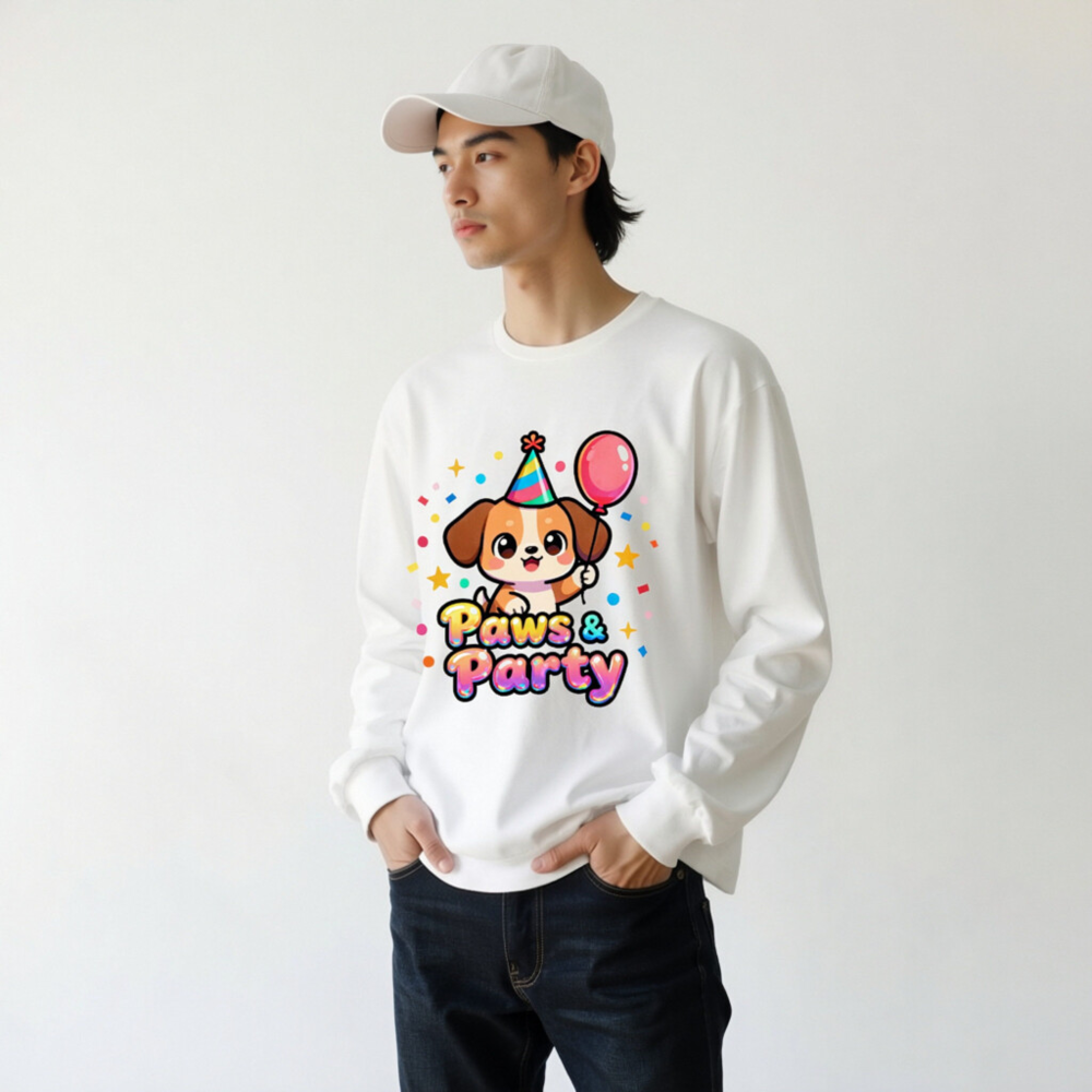 Paws & Party Dog Birthday Long Sleeve Tee - Unisex, Colorful Pet Fun - Image 9
