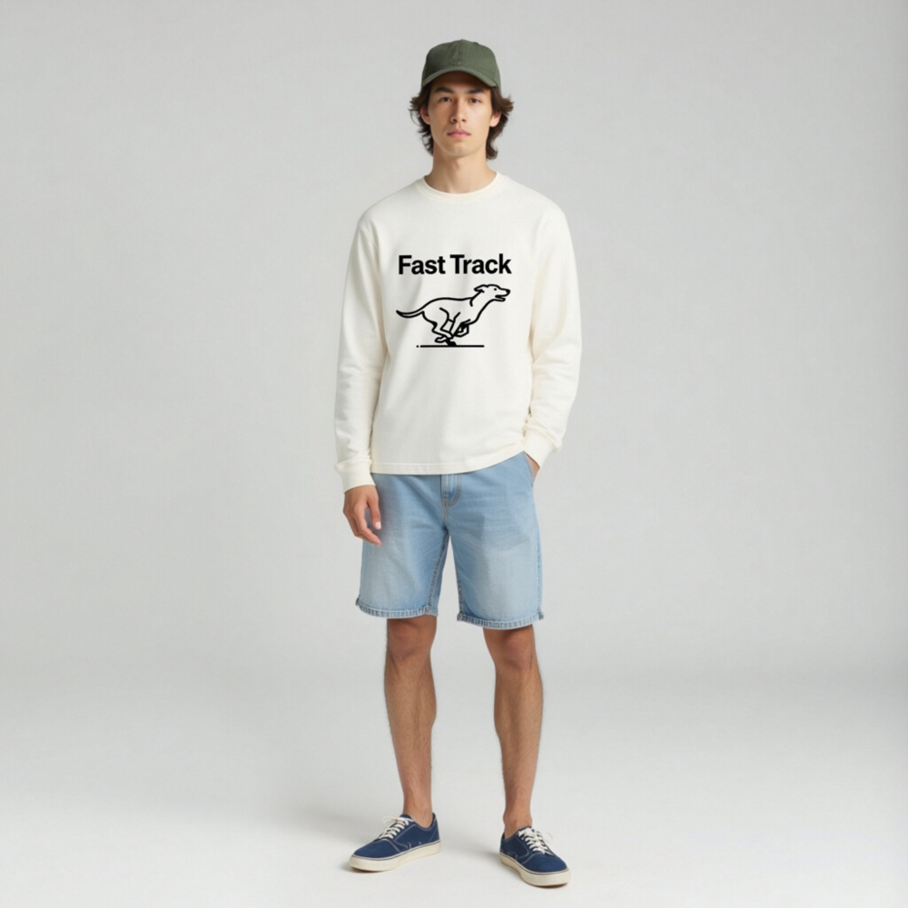 Fast Track Unisex Long Sleeve Tee - Black Dog Running Graphic, Comfortable Soft Fit - Image 3