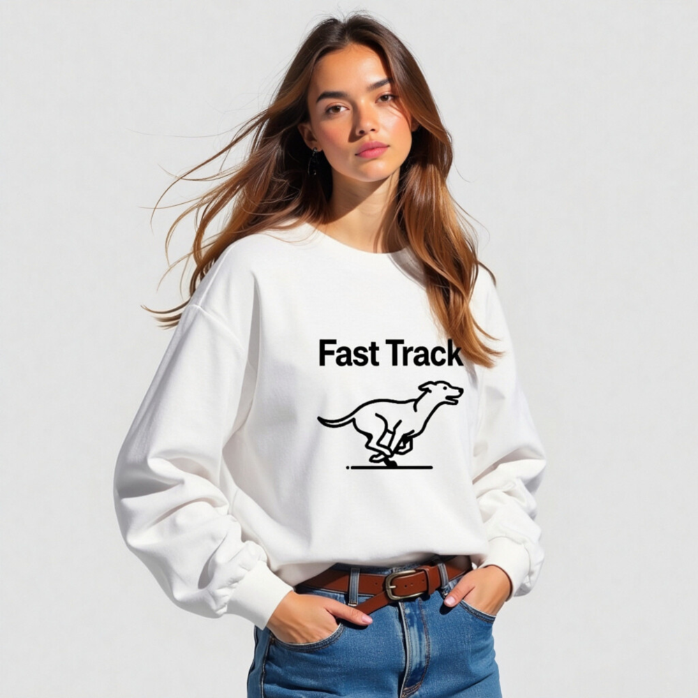 Fast Track Unisex Long Sleeve Tee - Black Dog Running Graphic, Comfortable Soft Fit - Image 4