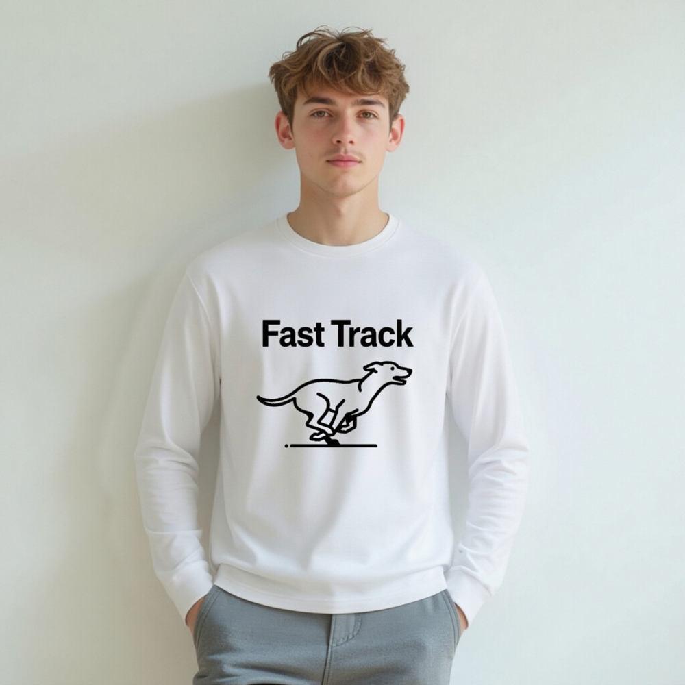 Fast Track Unisex Long Sleeve Tee - Black Dog Running Graphic, Comfortable Soft Fit - Image 5