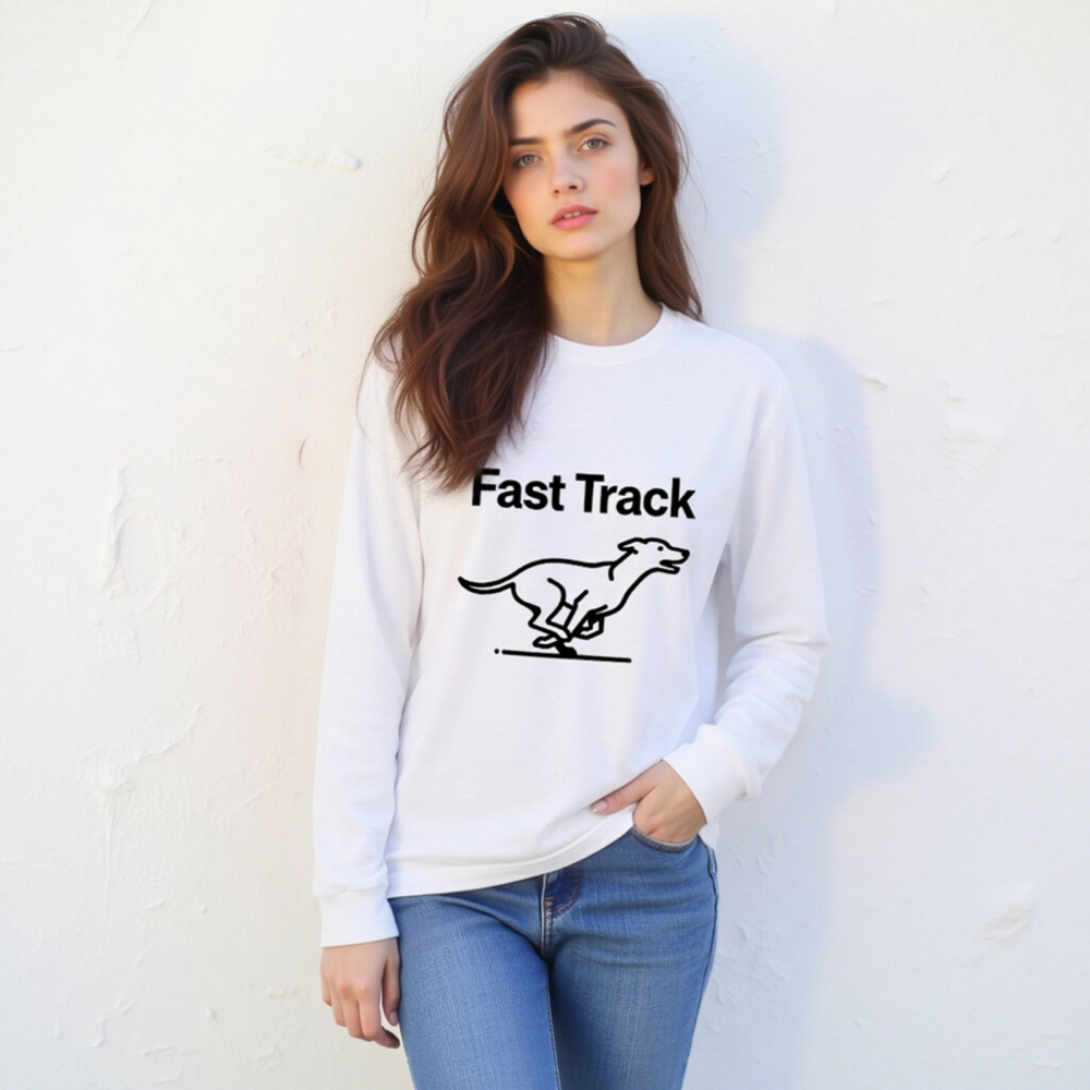 Fast Track Unisex Long Sleeve Tee - Black Dog Running Graphic, Comfortable Soft Fit - Image 6