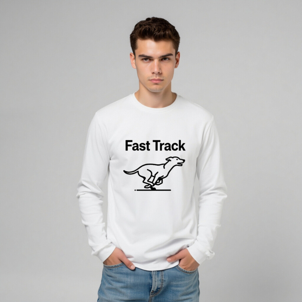 Fast Track Unisex Long Sleeve Tee - Black Dog Running Graphic, Comfortable Soft Fit - Image 8
