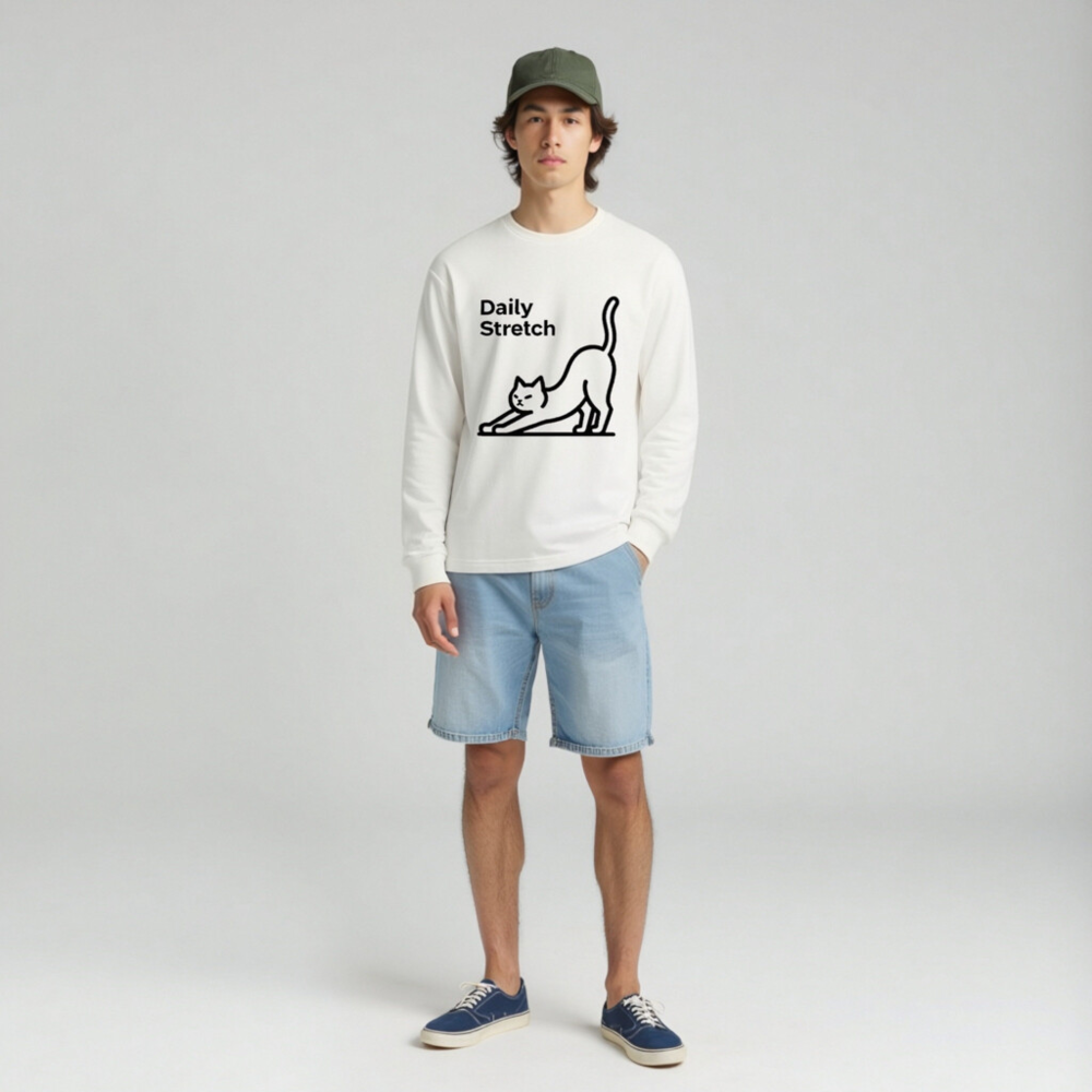 Daily Stretch Cat Long Sleeve Tee - Unisex, Soft Comfort Fit - Image 3